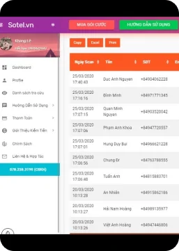 Hỗ trợ quét Data số điện thoại